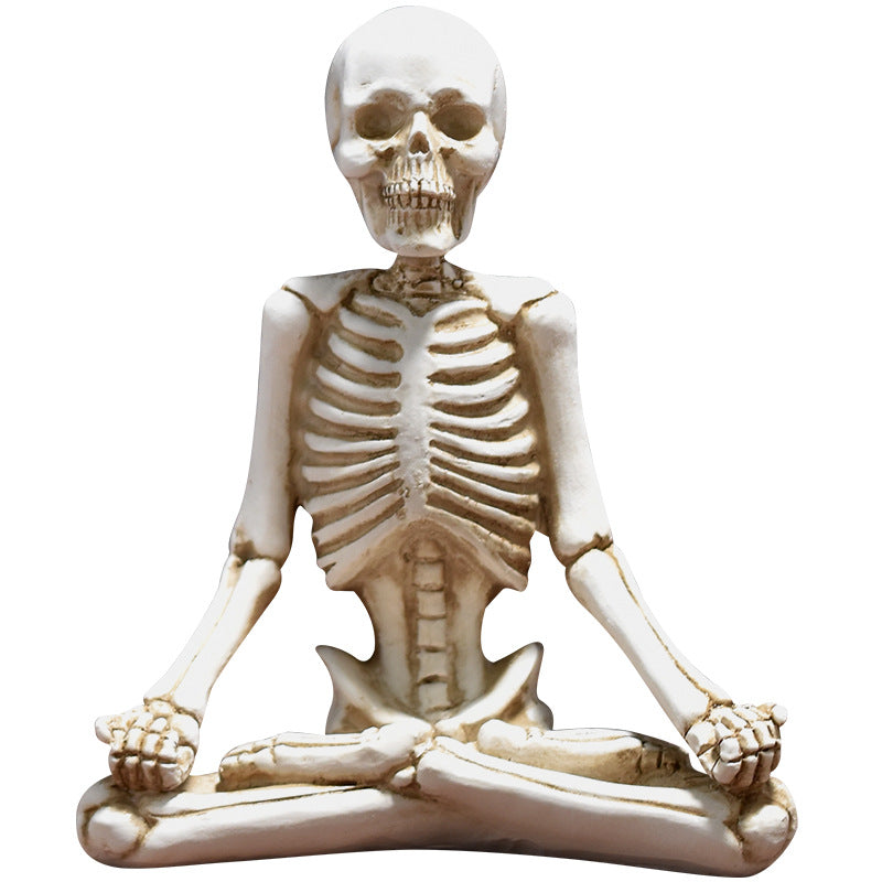 Meditating Skeleton Halloween Decor for Gothic Shelves