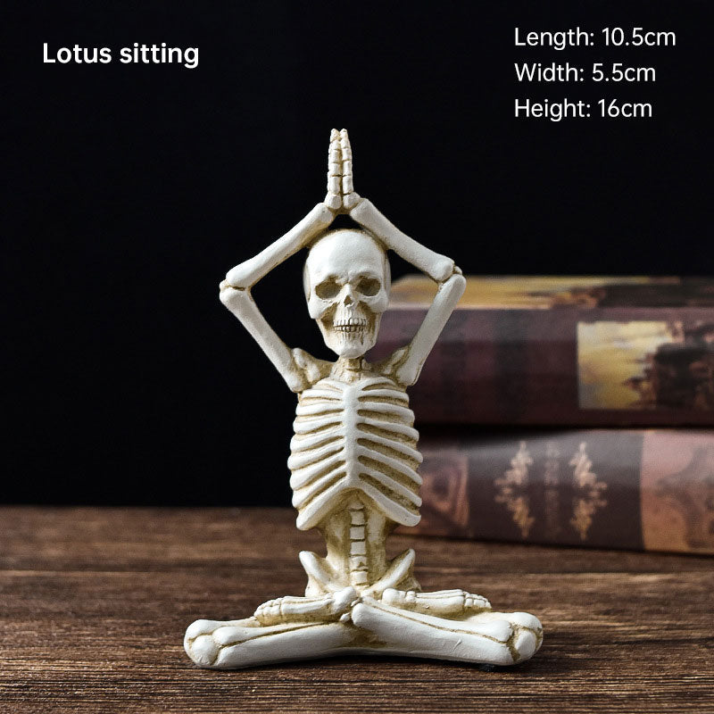 Meditating Skeleton Halloween Decor for Gothic Shelves