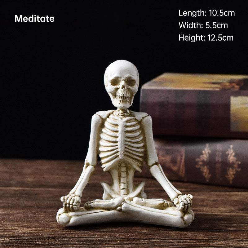Meditating Skeleton Halloween Decor for Gothic Shelves