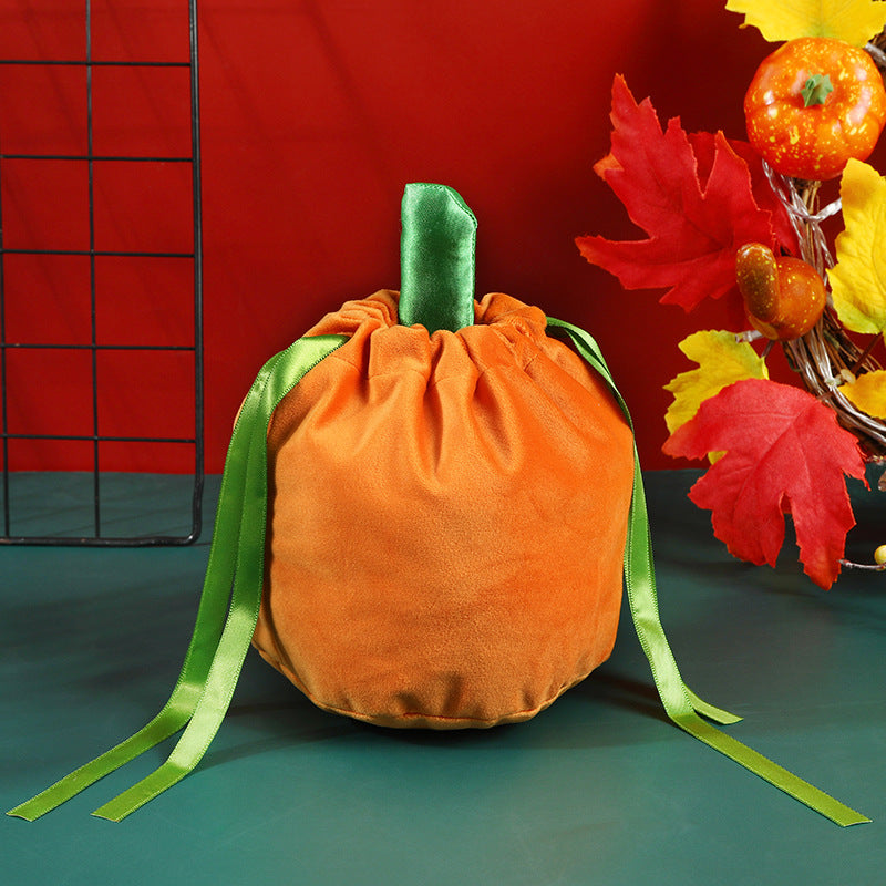 Halloween Pumpkin Velvet Gift Bags for Candy & Gifts