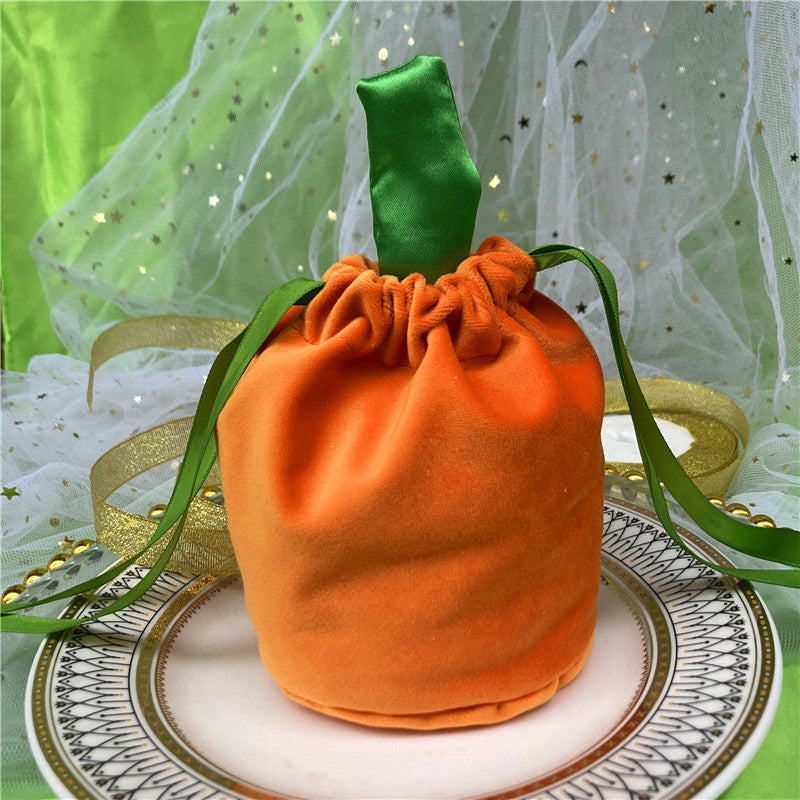Halloween Pumpkin Velvet Gift Bags for Candy & Gifts