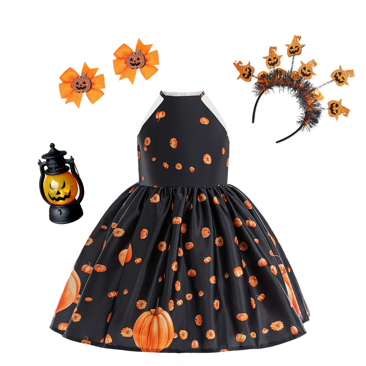 Pumpkin Print Princess Dress for Girls | Halloween