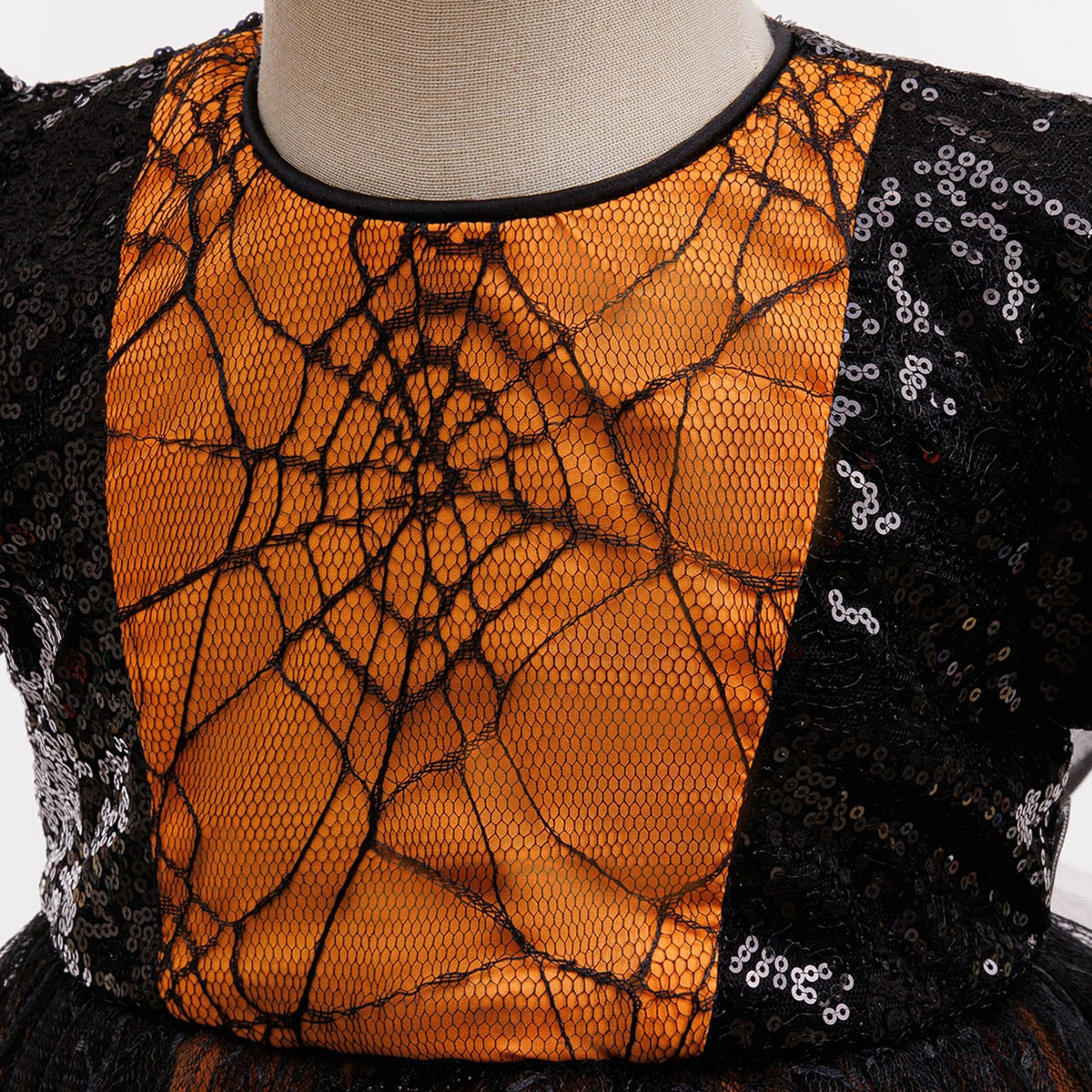 Girls' Halloween Costume Dress With Spiderweb Tulle
