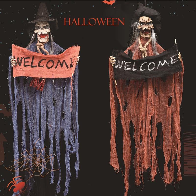 Halloween Hanging Skull Ghost Welcome Doorway Decor