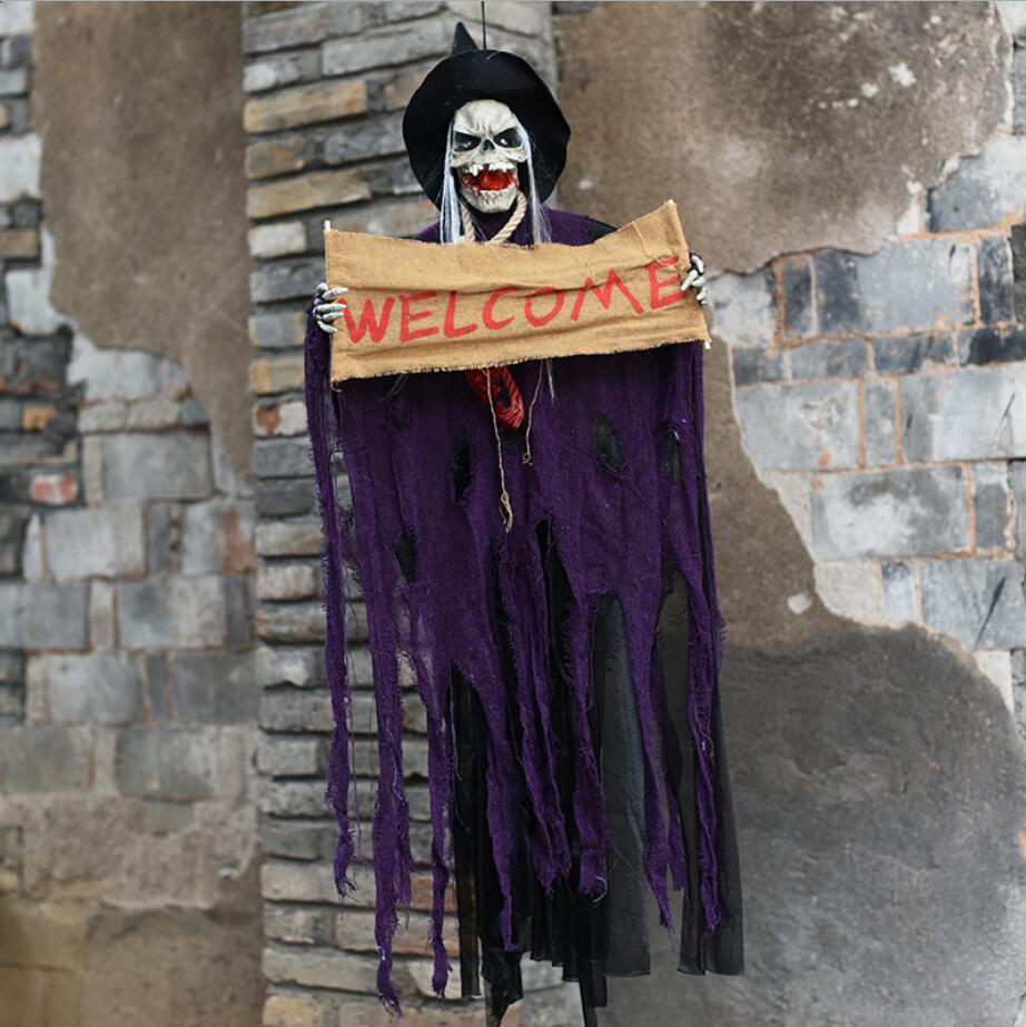 Halloween Hanging Skull Ghost Welcome Doorway Decor