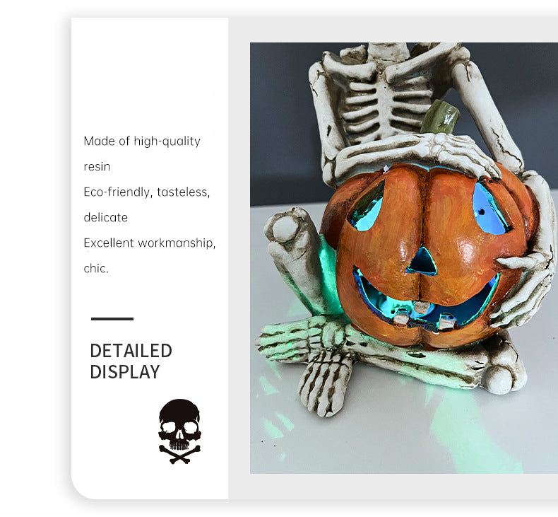 Halloween Skeleton Couple Pumpkin Gothic Resin Decor