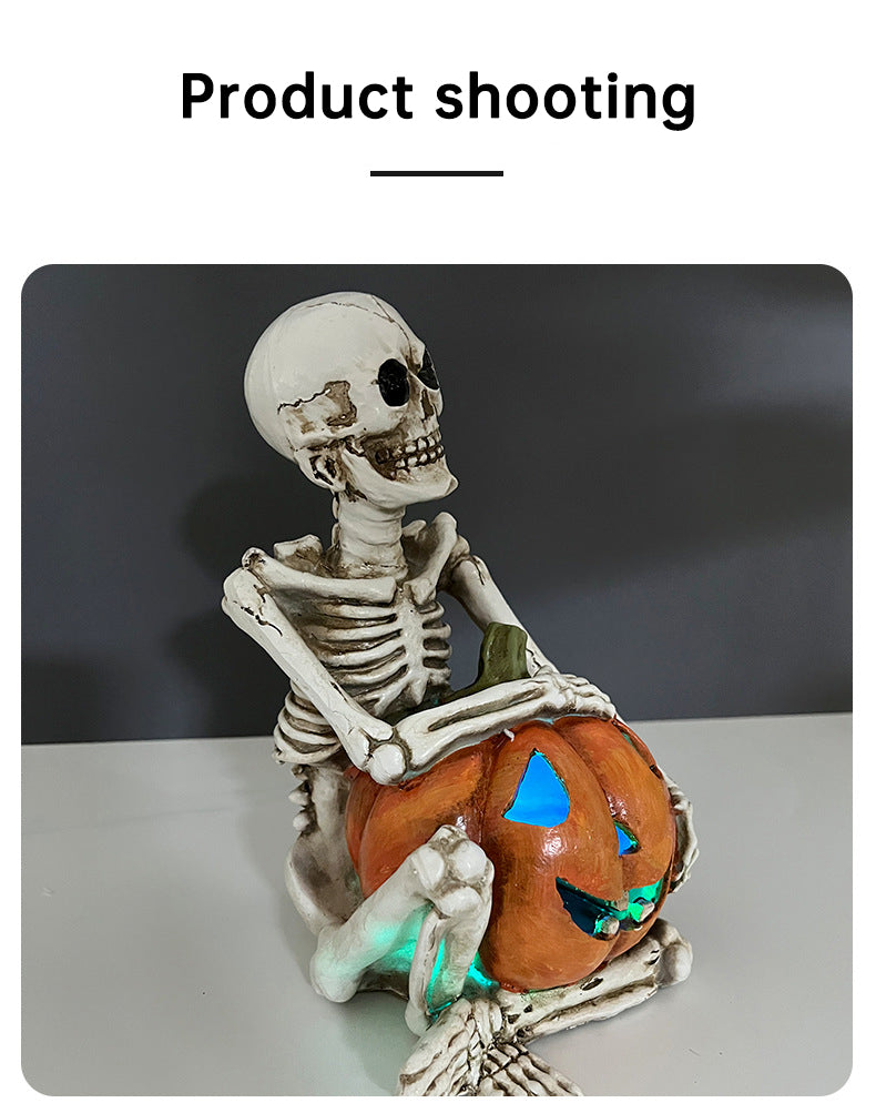 Halloween Skeleton Couple Pumpkin Gothic Resin Decor