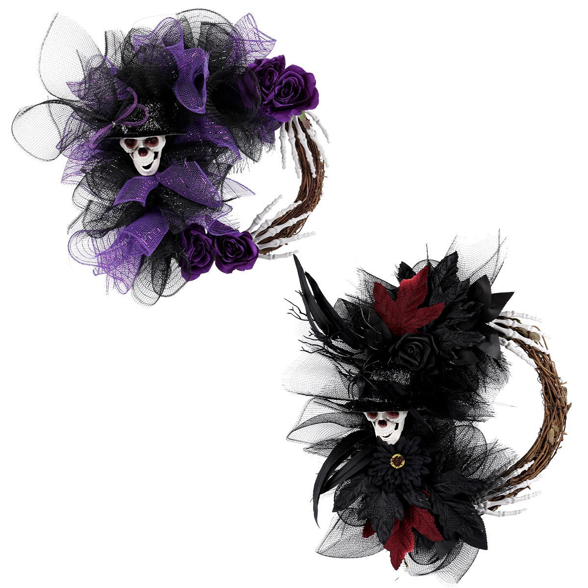 Halloween Skull Wreath for Dramatic Gothic Door Decor