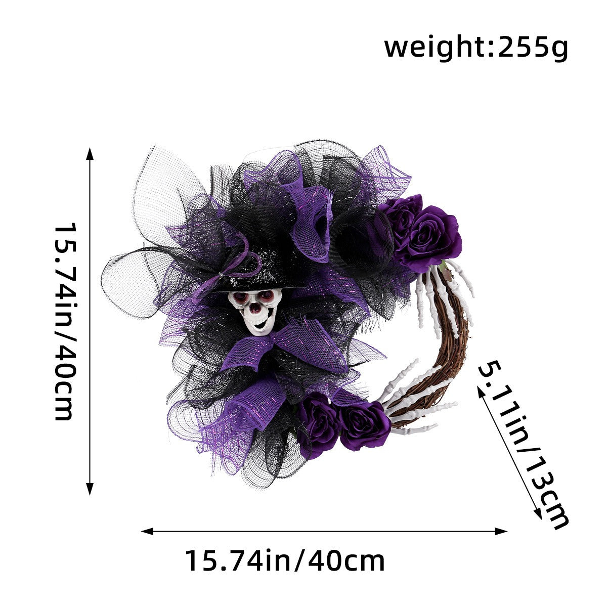 Halloween Skull Wreath for Dramatic Gothic Door Decor