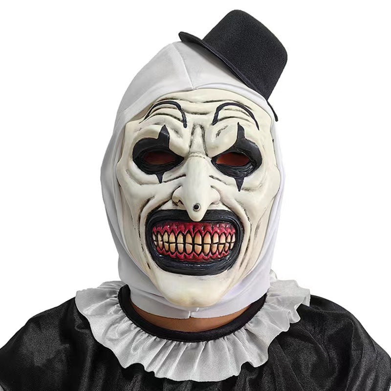 Halloween Clown Costume Mask with Attached Horror Hat