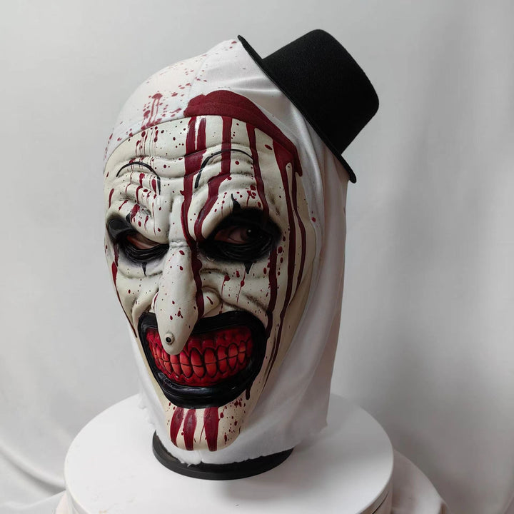 Halloween Clown Costume Mask with Attached Horror Hat