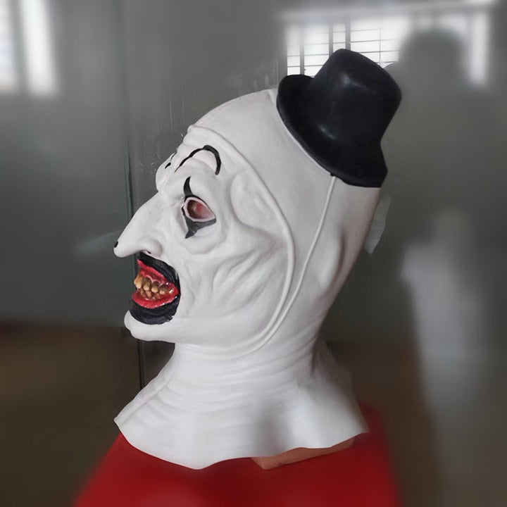 Halloween Clown Costume Mask with Attached Horror Hat