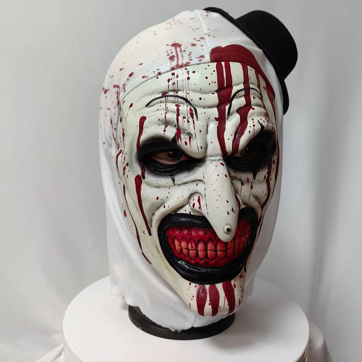 Halloween Clown Costume Mask with Attached Horror Hat