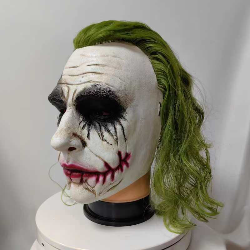 Joker Latex Mask With Green Hair For Full Costume