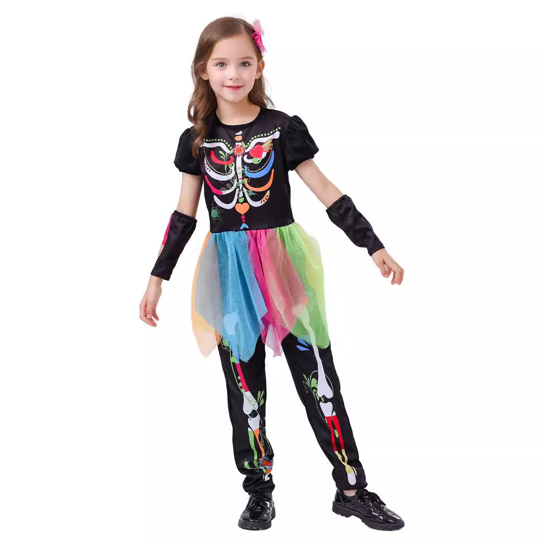 Day of the Dead Kids Skeleton Princess Costume Set