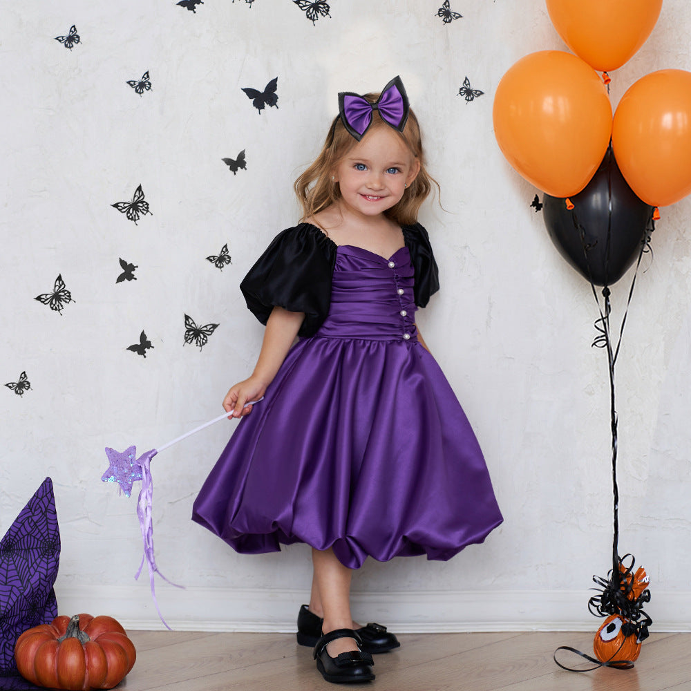 Little Witch Halloween Costume Set With Purple Dress