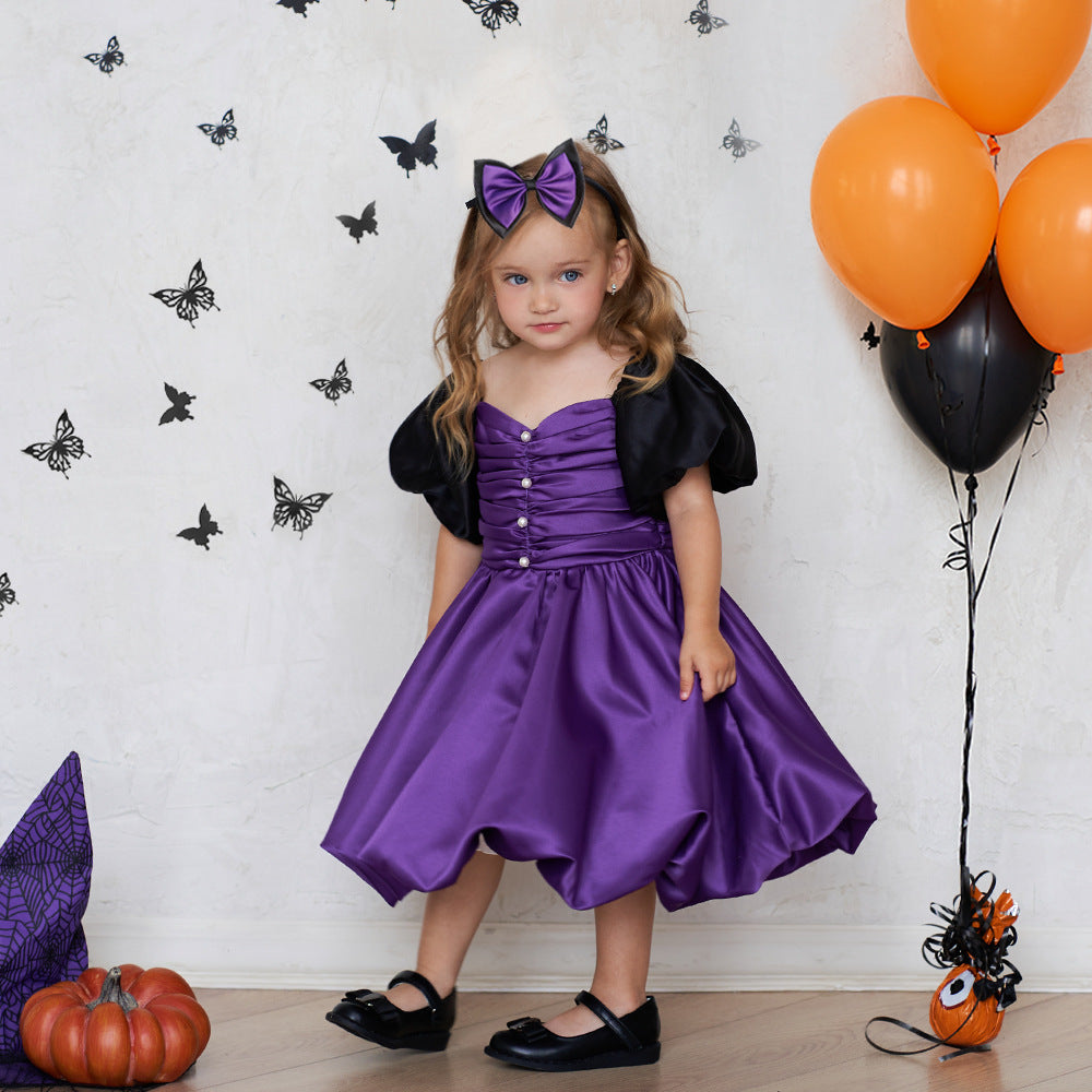 Little Witch Halloween Costume Set With Purple Dress