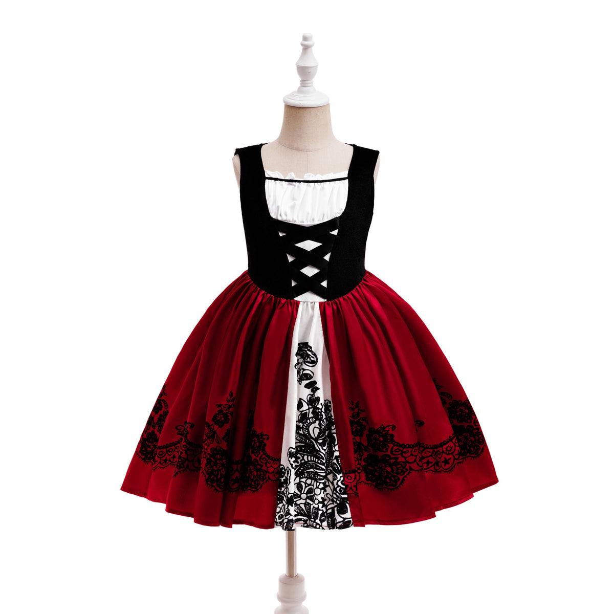 Girls Halloween Costume Set with Shiny Red Hooded Cape