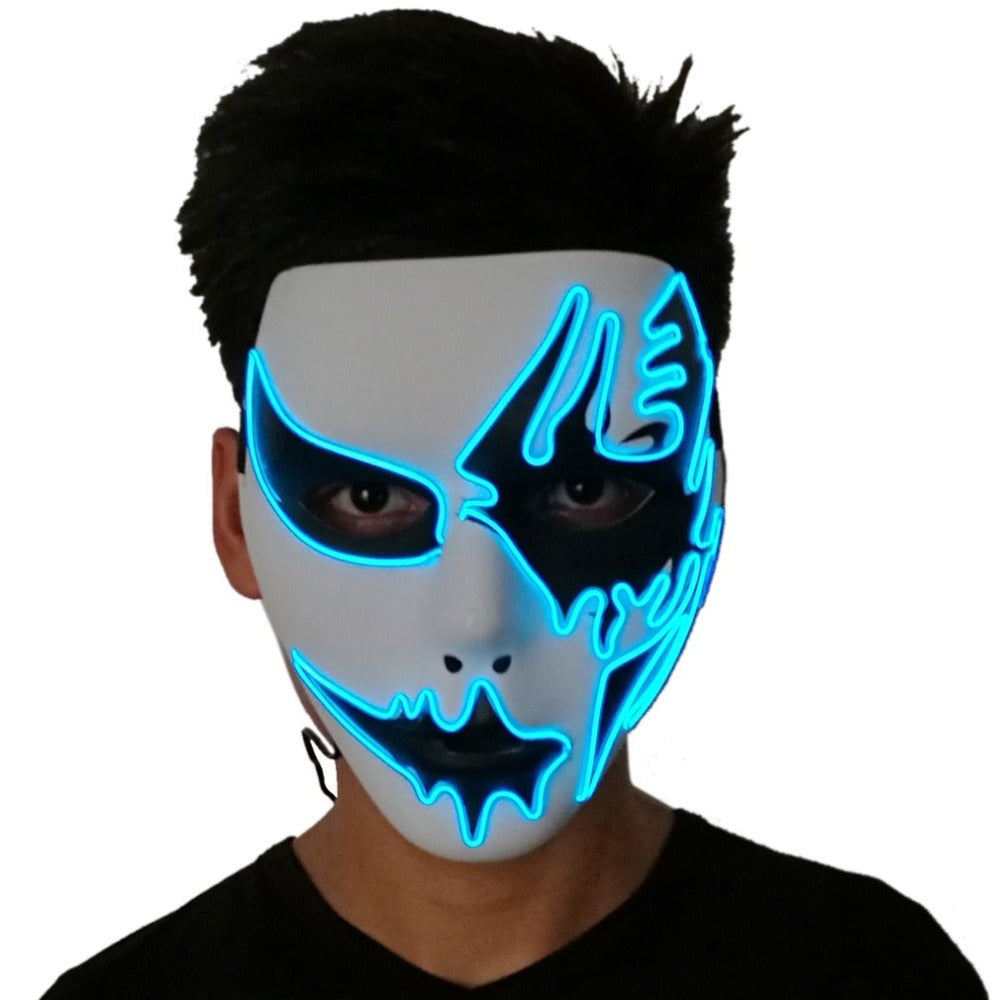 Halloween LED Mask With Striking Blue Skull Glow