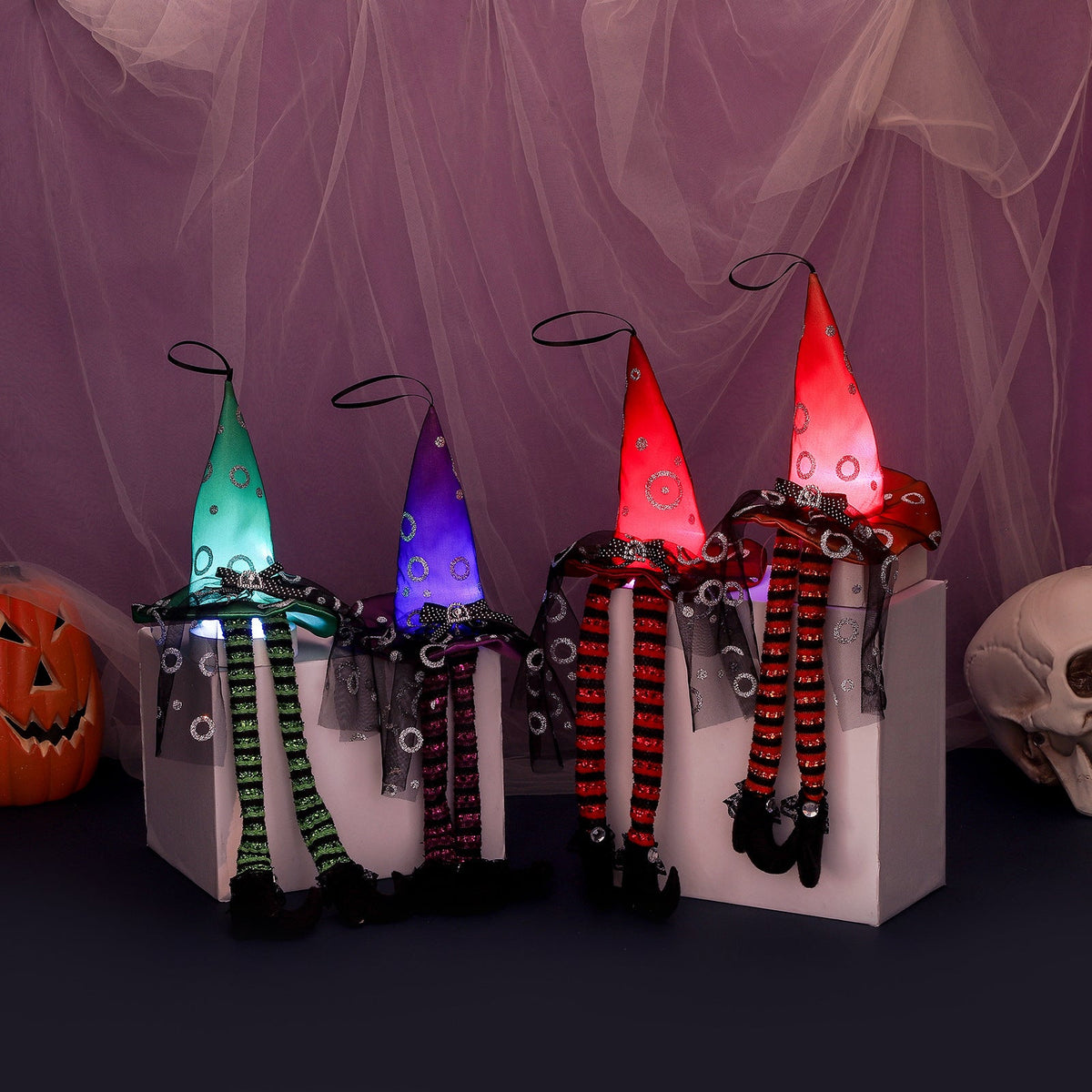 Light-Up Wizard Hat Halloween Window Display Decor