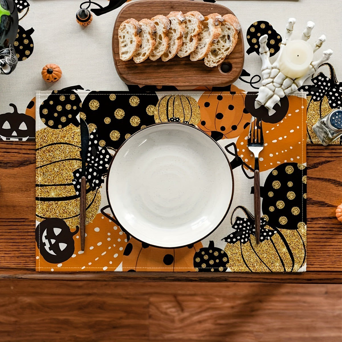 Halloween Linen Placemats for Festive Table Décor