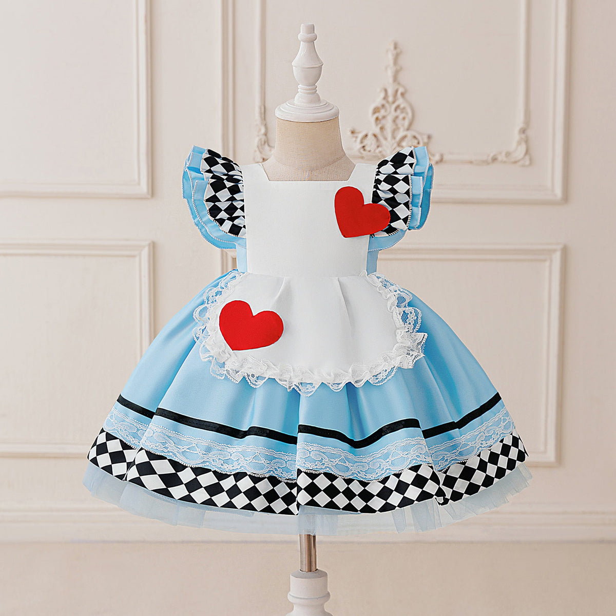 Girls' Alice Maid Costume Dress With Layered Skirt