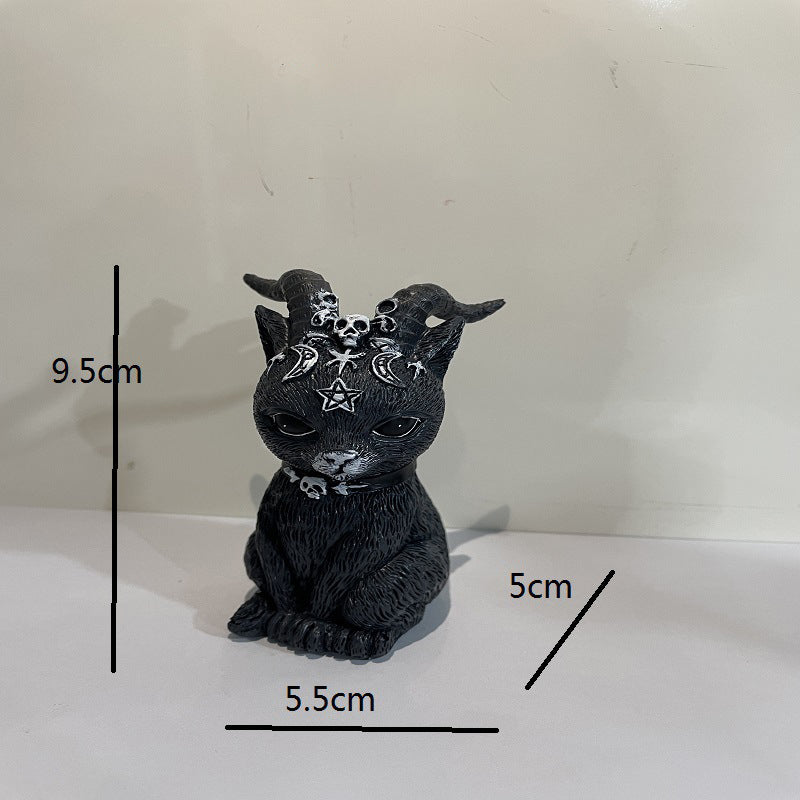 Gothic Halloween Cat Resin Ornament for Dark Displays
