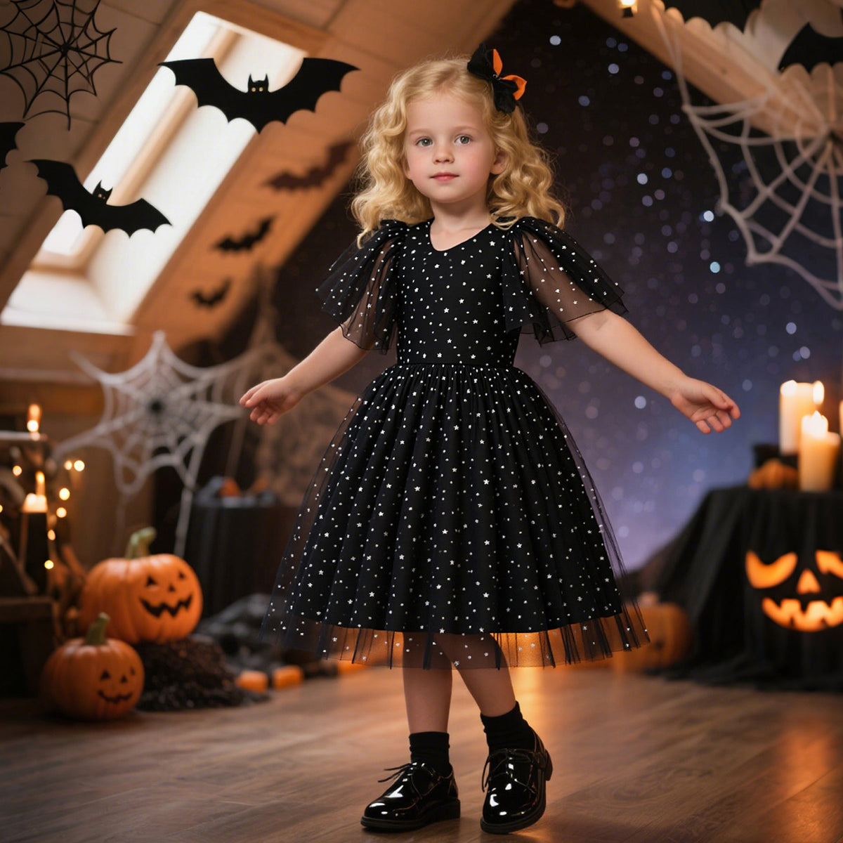 Girls' Star Tulle Princess Dress for Halloween Parties