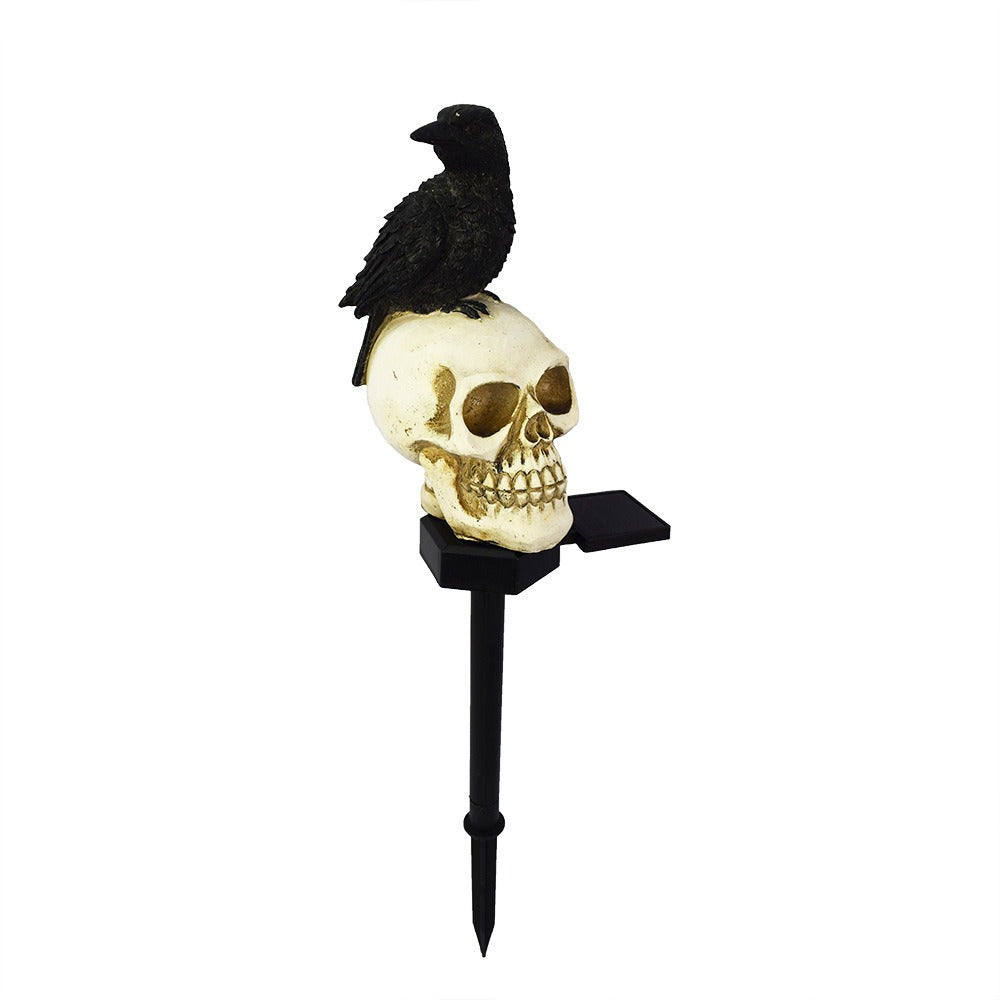 Solar Skull and Crow Garden Light for Halloween Decor