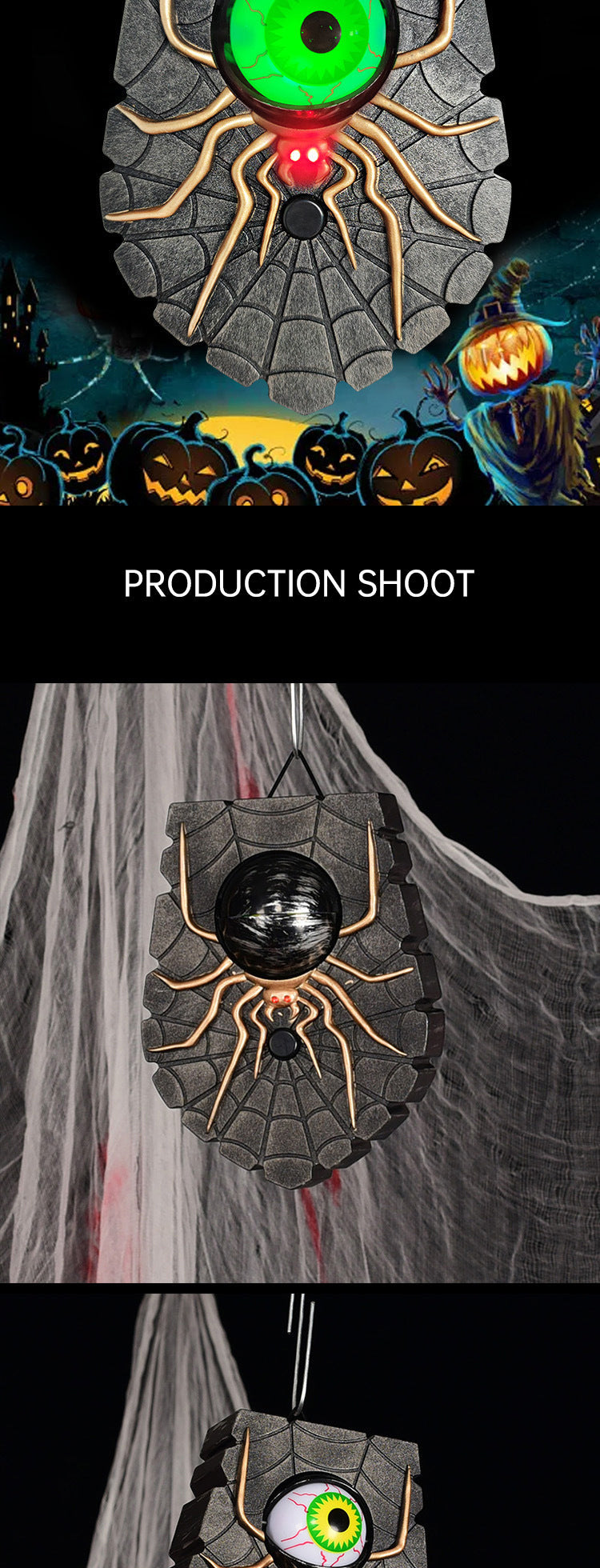 One-Eyed Spider Doorbell | Glowing Halloween Decor