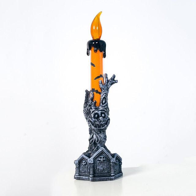 Halloween LED Candle with Skeleton Hand Flame Glow