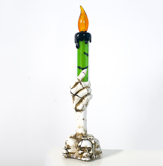 Halloween LED Candle with Skeleton Hand Flame Glow