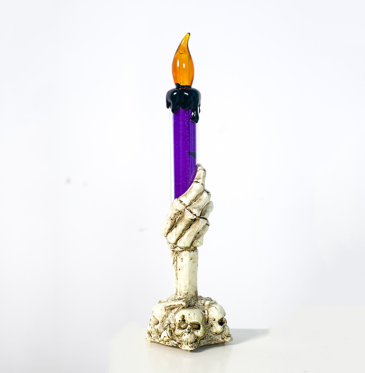 Halloween LED Candle with Skeleton Hand Flame Glow