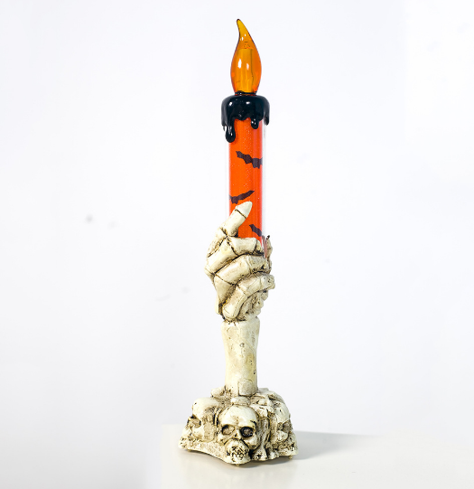 Halloween LED Candle with Skeleton Hand Flame Glow
