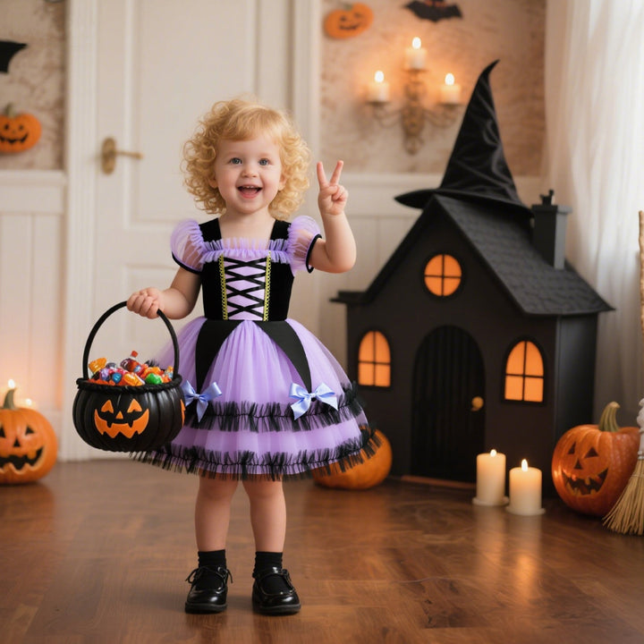Girls Gothic Princess Dress - Lavender Halloween Gown