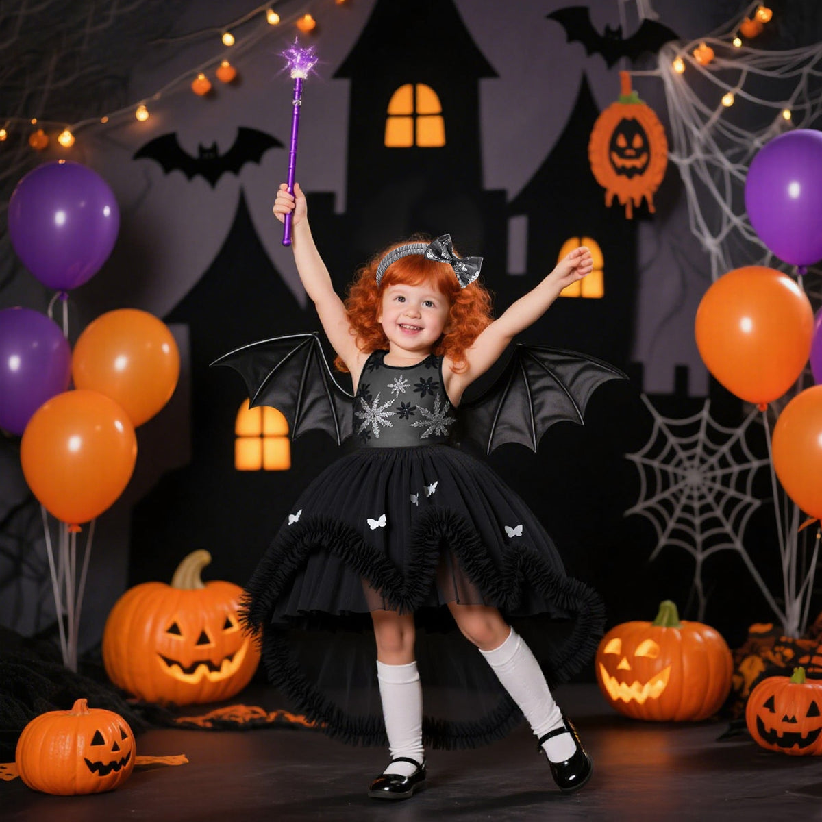 Girls' Halloween Princess Dress – Sparkling Full Gown