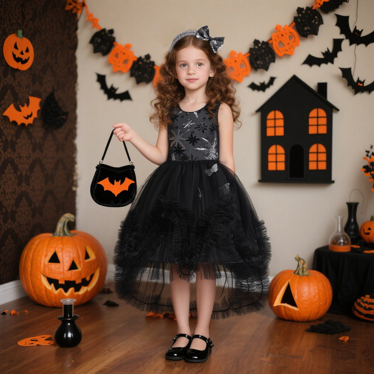 Girls' Halloween Princess Dress – Sparkling Full Gown