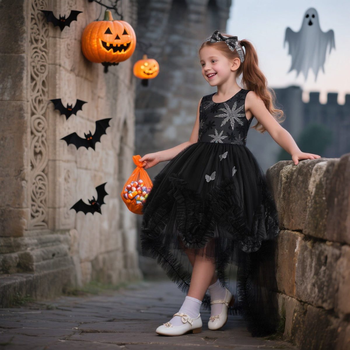 Girls' Halloween Princess Dress – Sparkling Full Gown