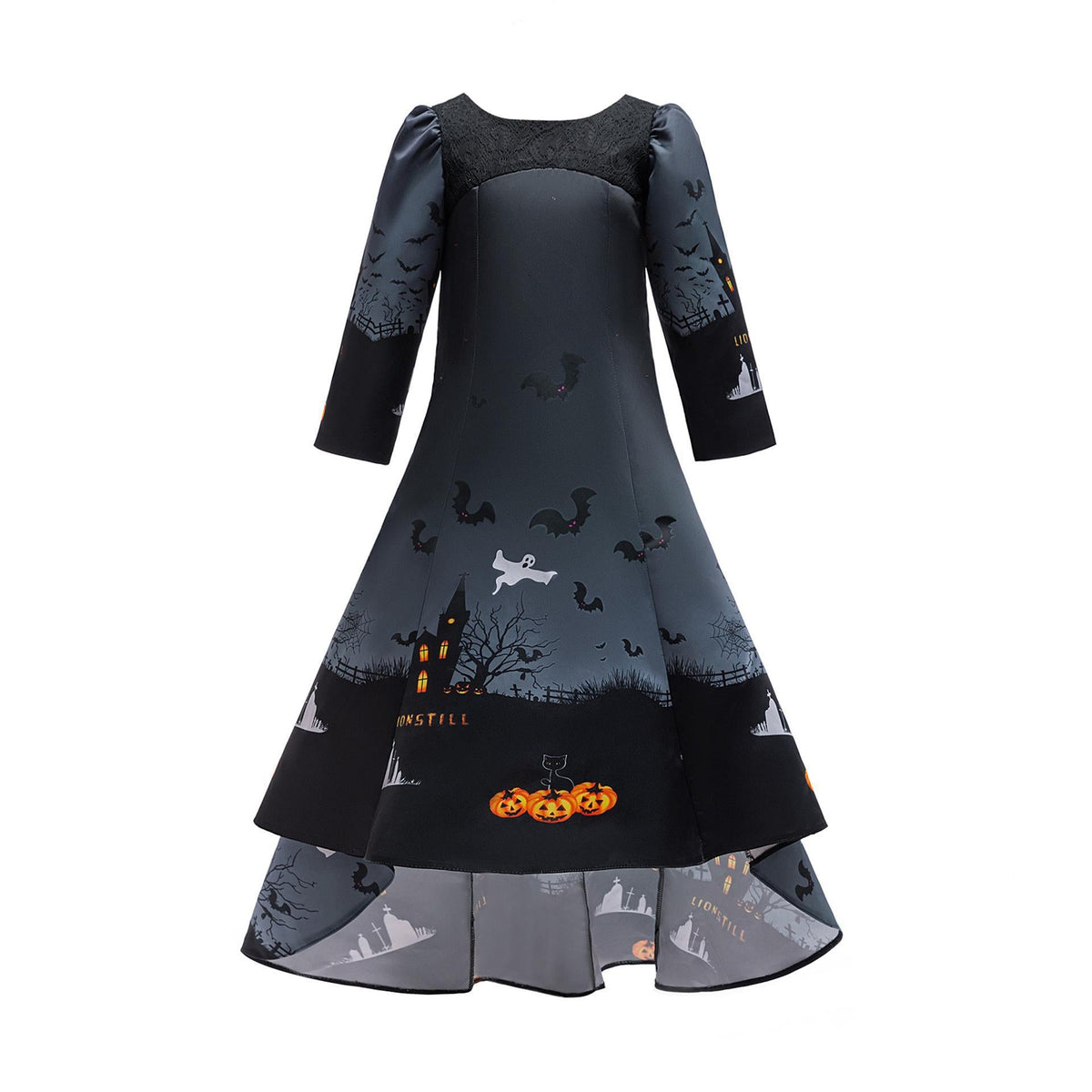Girls Halloween Costume Dress With Witchy Silhouette