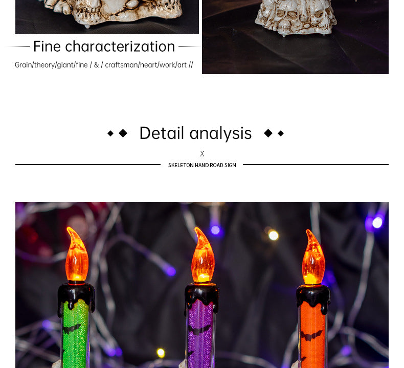 Halloween Skull Candle Lamp - Smokeless Flame Decor