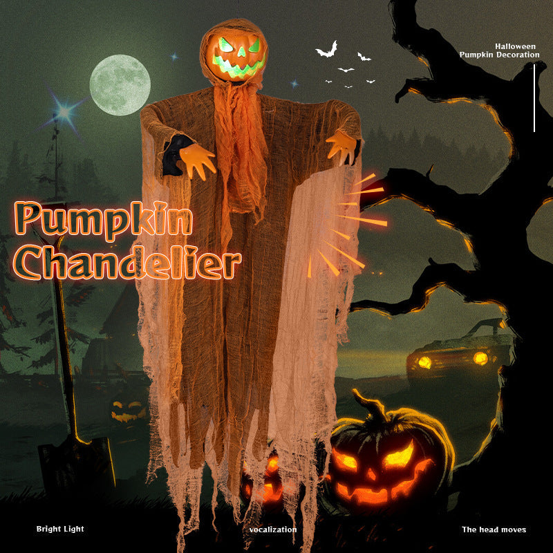 Halloween Hanging Ghost Decoration With Moving Pumpkin