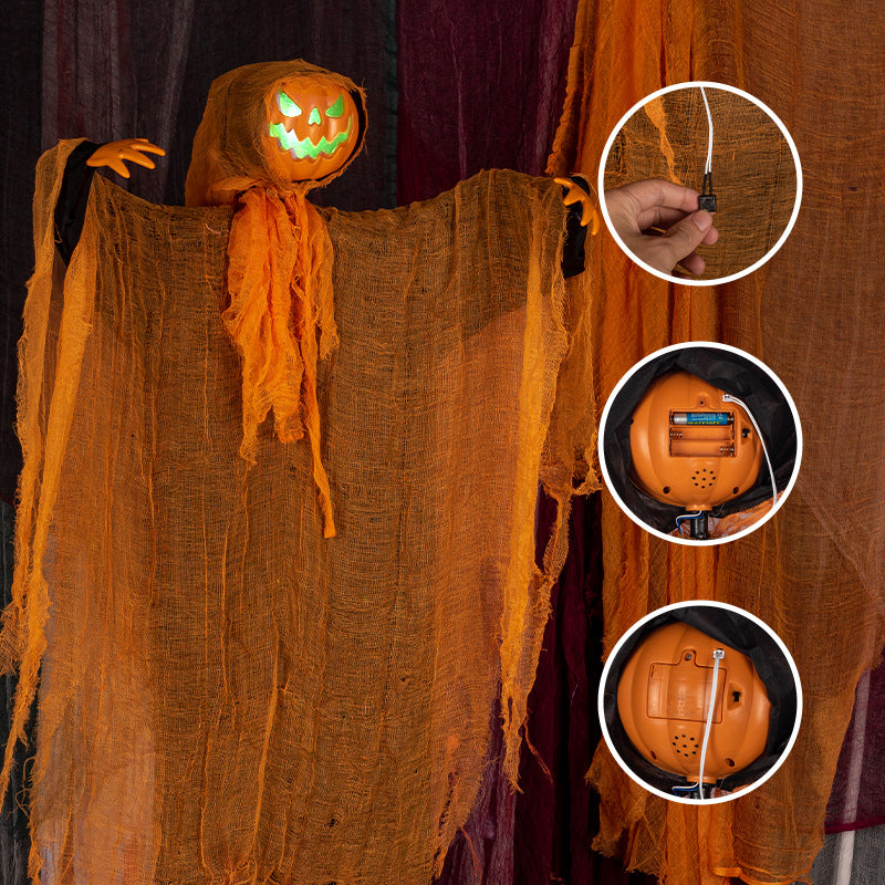 Halloween Hanging Ghost Decoration With Moving Pumpkin