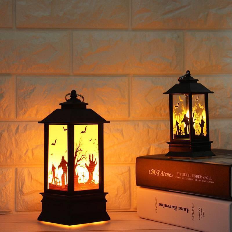 Halloween LED Lantern Light With Artificial Flame Glow