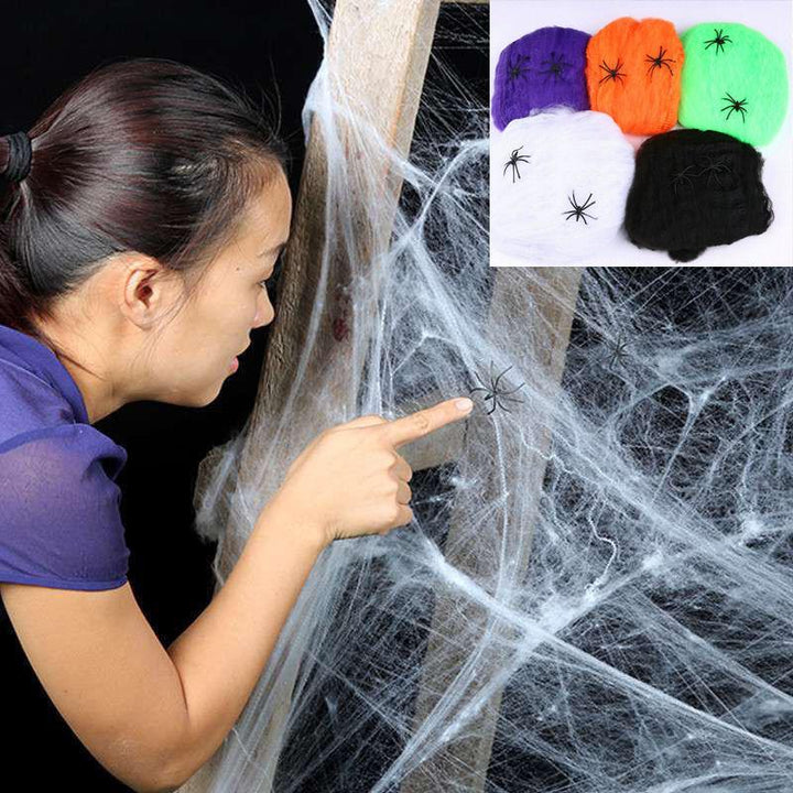 Stretchable Spider Web Decoration for Halloween Scenes