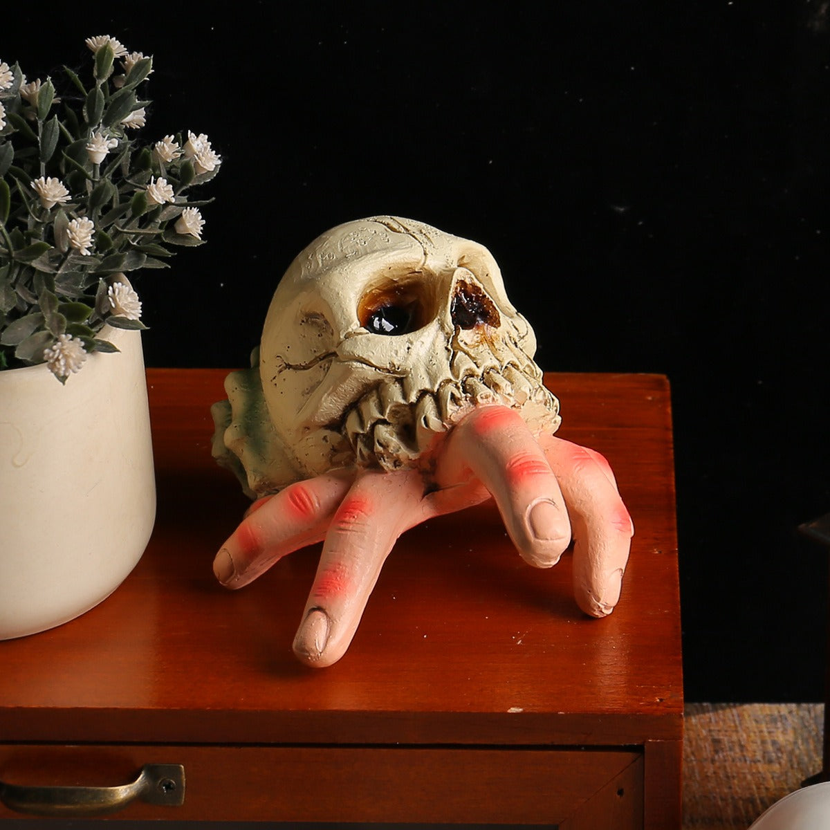 Halloween Skull Hand Resin Ornament for Gothic Decor