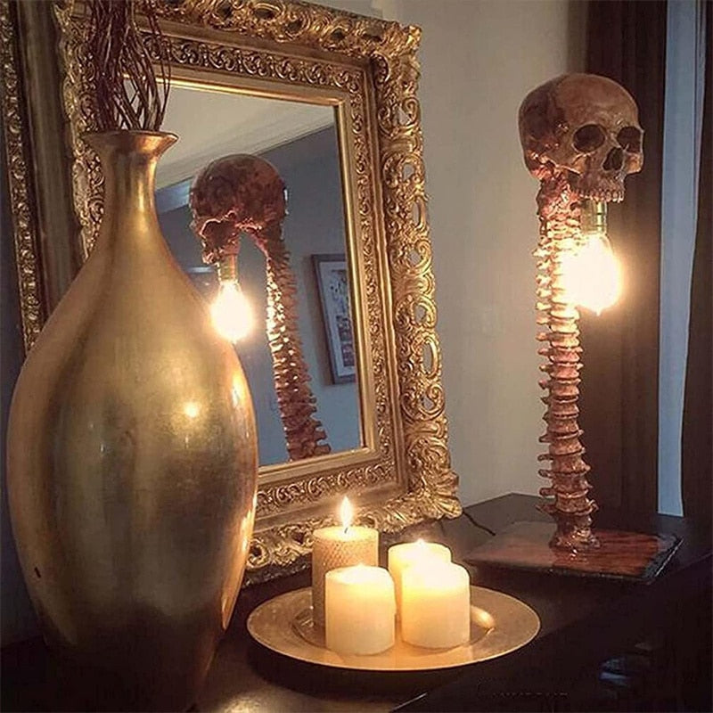 Skull Skeleton Lamp — Gothic Ambient Halloween Decor