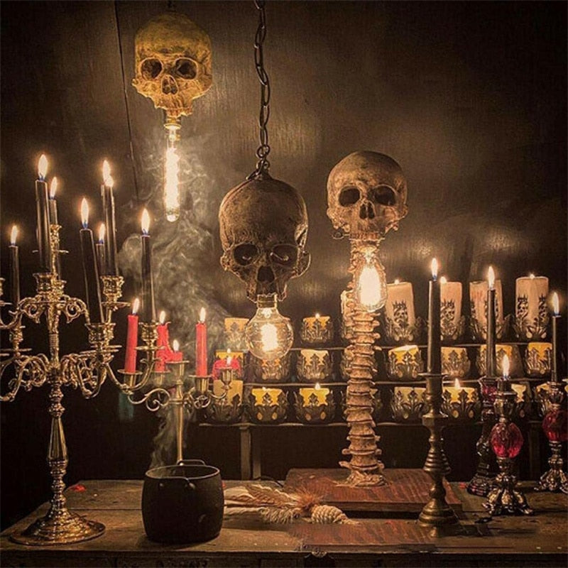 Skull Skeleton Lamp — Gothic Ambient Halloween Decor