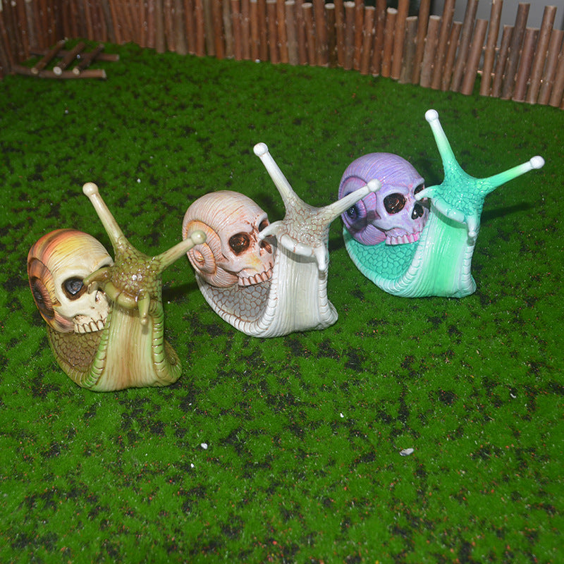 Gothic Skull Snail Sculpture for Spooky Garden Decor