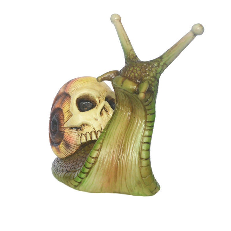 Gothic Skull Snail Sculpture for Spooky Garden Decor