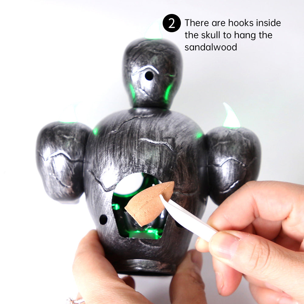 Halloween Skull Lamp with Eerie Green Smoke Effect